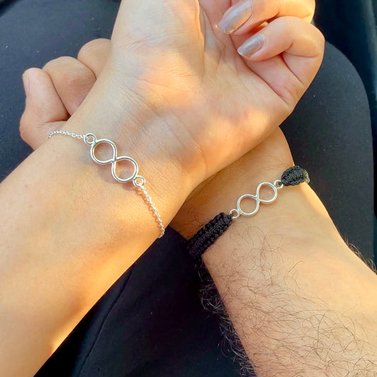 Boundless Infinity - Silver Couple Bracelet Set