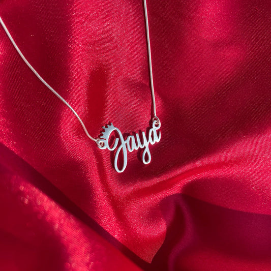 Crowned in Silver – Custom Name Necklace