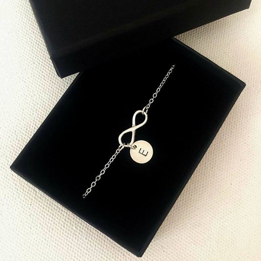 Infinite Love for You – Custom Initial Silver Bracelet