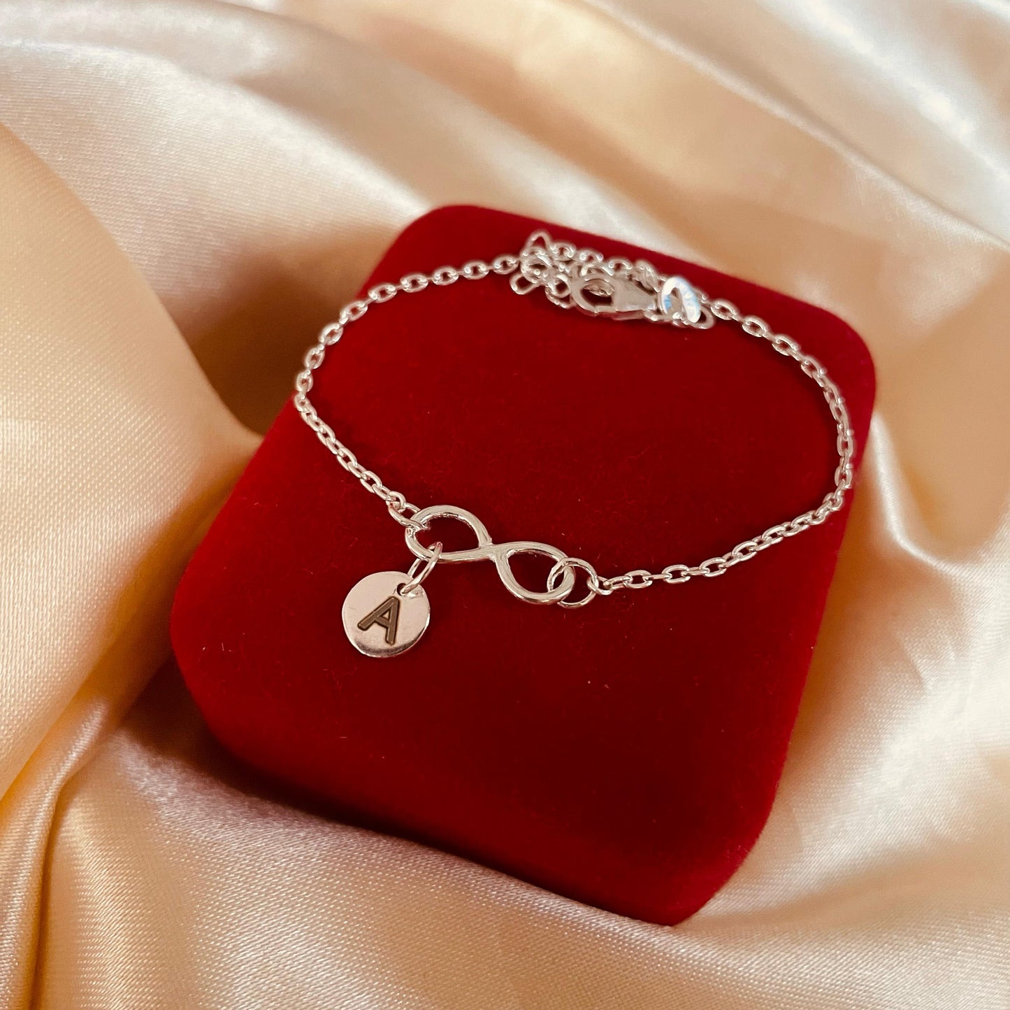 Infinite Love for You – Custom Initial Silver Bracelet