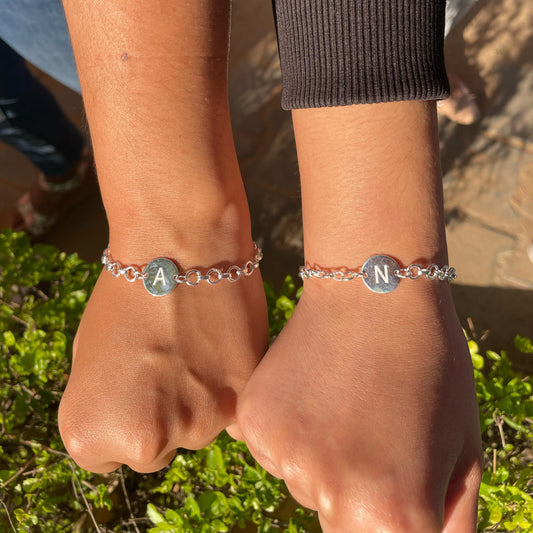 Initial Bond – Custom Engraved Silver Bracelet