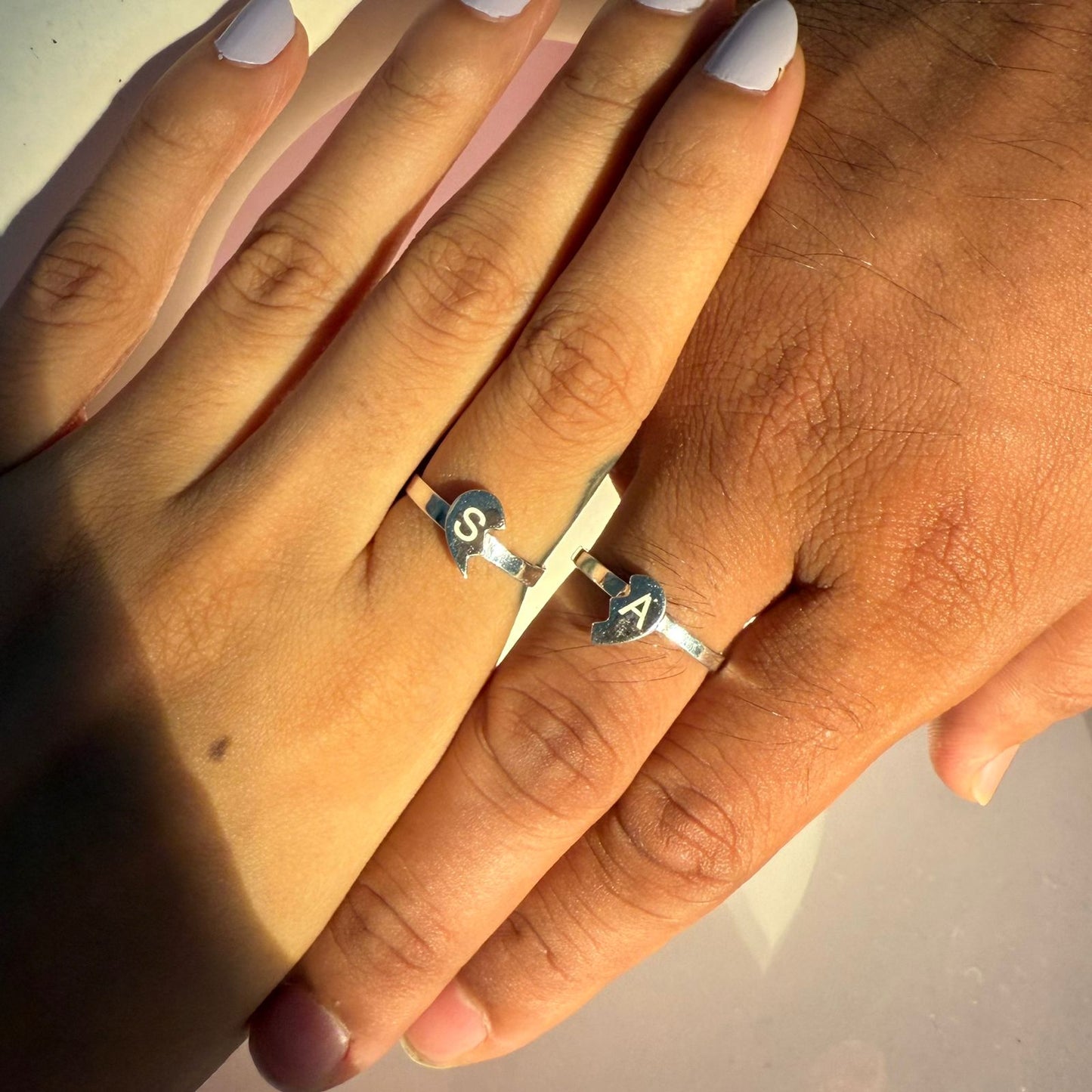 Twin Souls - Silver Couple Ring Set