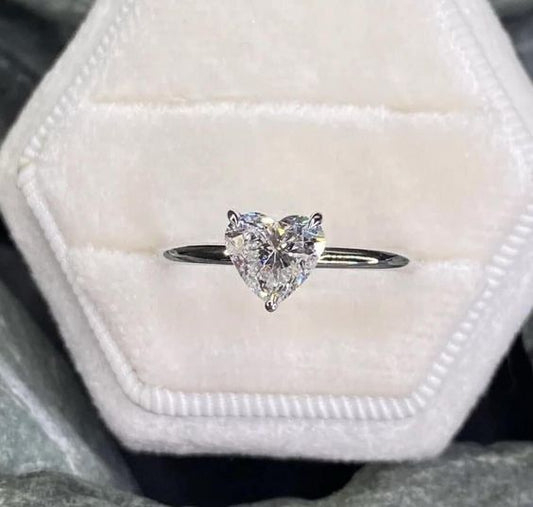 Heart Solitaire Ring (ENGRAVABLE)
