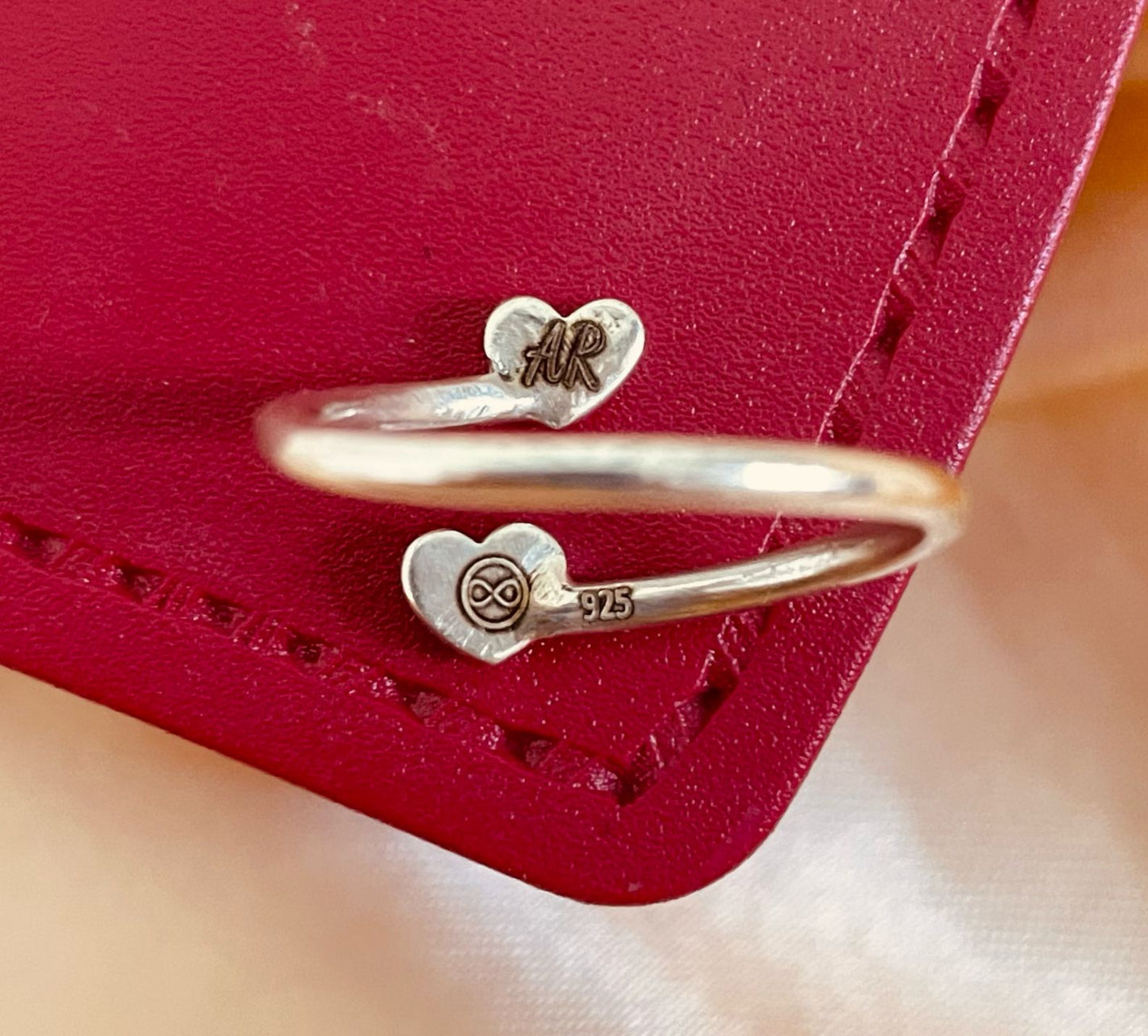 Double Heart Silver Ring (ENGRAVABLE)
