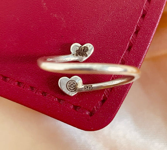 Double Heart Silver Ring (ENGRAVABLE)