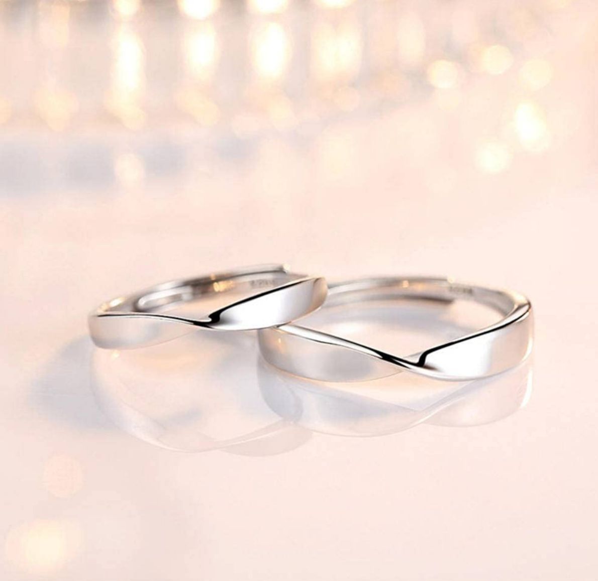 Endlessly Entwined – Möbius Silver Couple Rings (ENGRAVABLE)