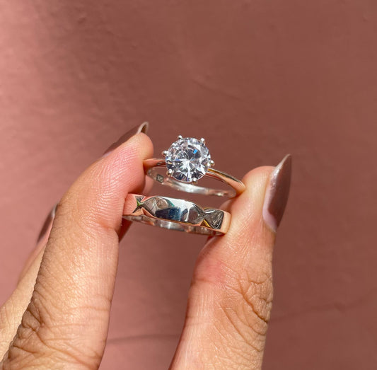 Celestial Bond – ENGRAVABLE Couple Ring Set