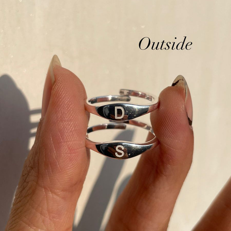 Secret Initials – Personalised Silver Couple Rings