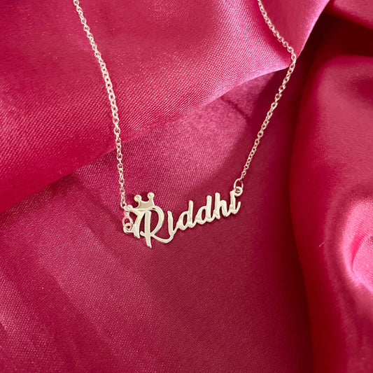 Crowned in Silver – Custom Name Necklace