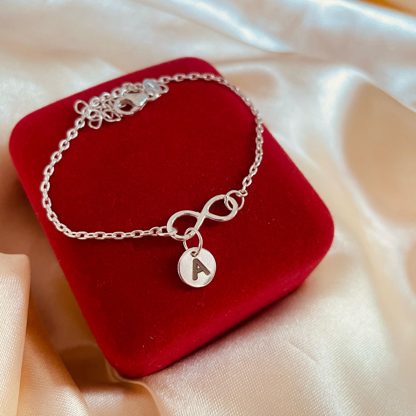 Infinite Love for You – Custom Initial Silver Bracelet