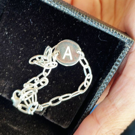 Initial Bond – Custom Engraved Silver Bracelet
