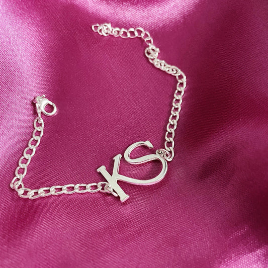 TwinInitials – Custom Double Initial Silver Bracelet