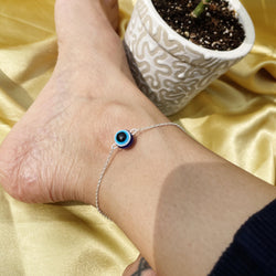 Evil Eye Whisper – Sterling Silver Anklet