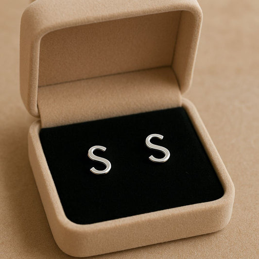 Signature Spark – Custom Initial Silver Earrings