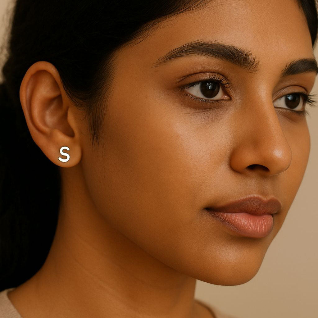 Signature Spark – Custom Initial Silver Earrings