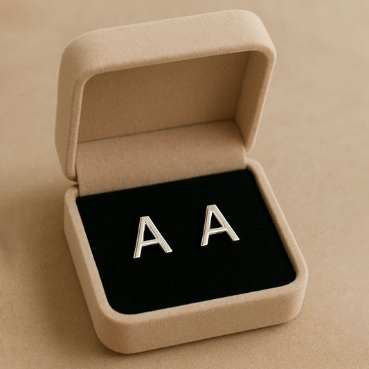 Signature Spark – Custom Initial Silver Earrings