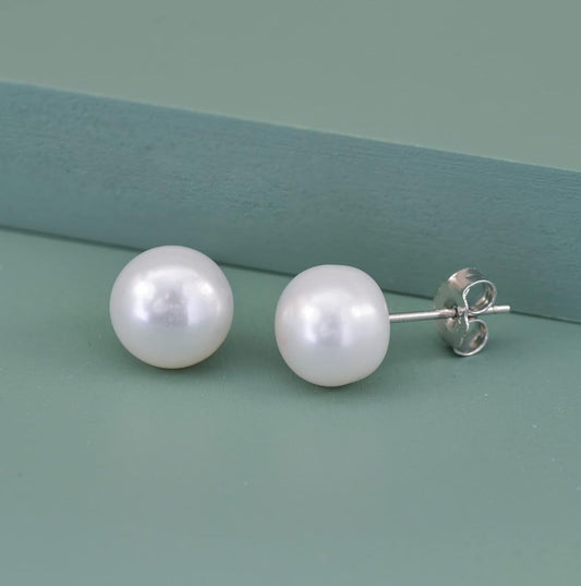 Pearl Silver Stud Earrings