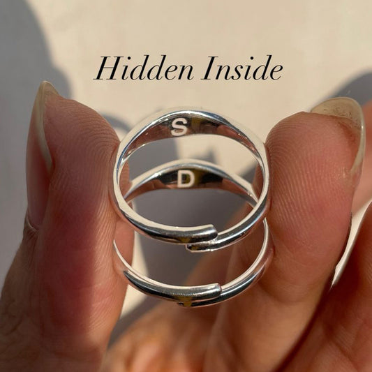 Secret Initials – Personalised Silver Couple Rings